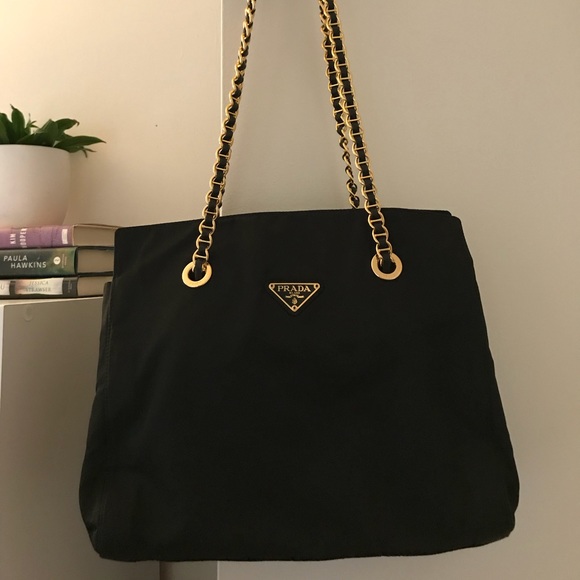 prada bag gold chain